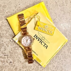 Invicta Gold-Tone Ladies Watch with White Dial